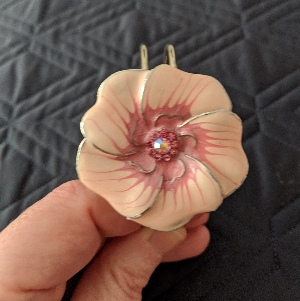 3/$20 Pink painted jewel flower bangle bracelet